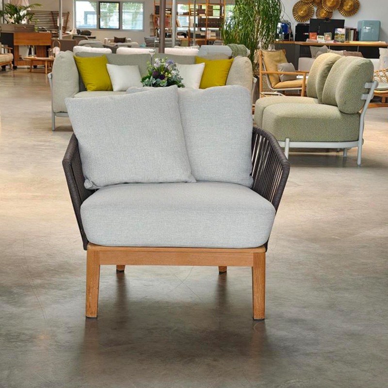 Tribù MOOD Clubsessel Teak/ Earthbrown, Polster Linen
